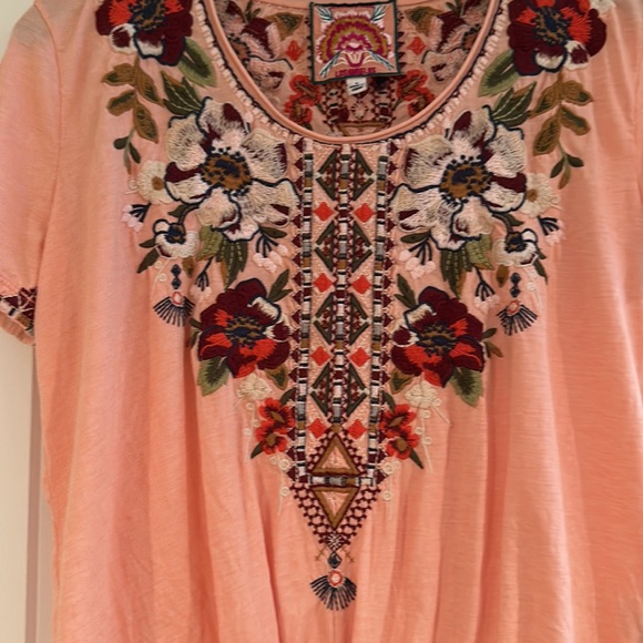 Peach embroidered Johnny was tshirt - Picture 3 of 6